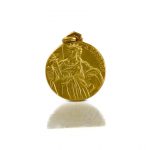 Ciondolo Medaglia Santa Barbara in oro 18kt