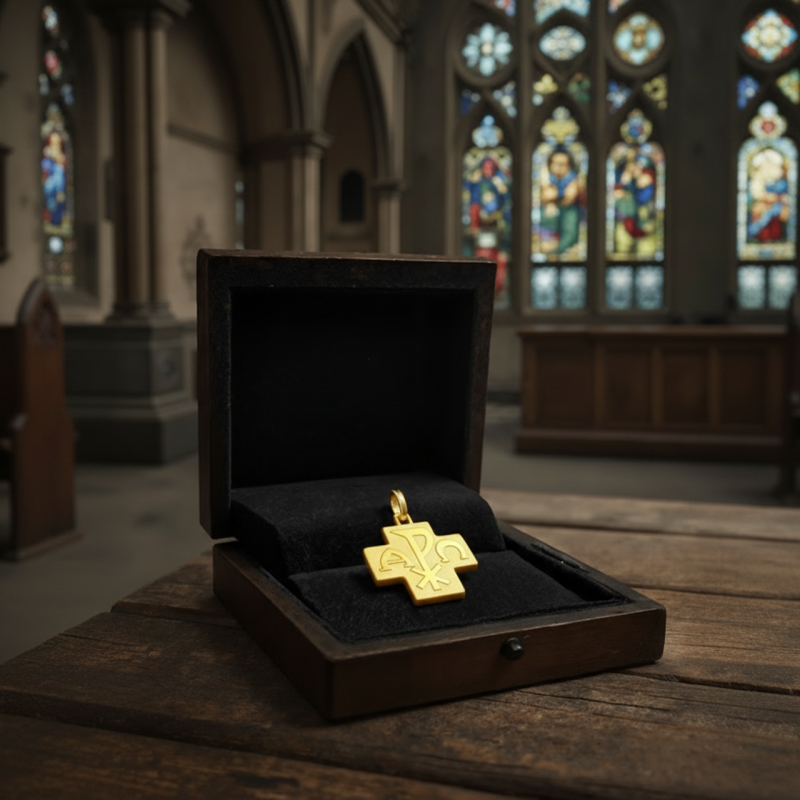 Croce della Pace con scritta Vaticano in oro giallo 18 kt