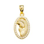 Ciondolo con Madonna stilizzata in Argento 925 dorato e Cristalli