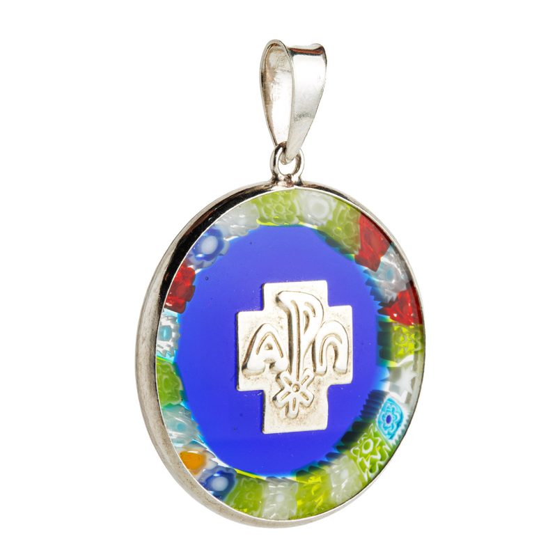 Medaglia con la Croce della Pace in Argento 925 e Vetro di Murano