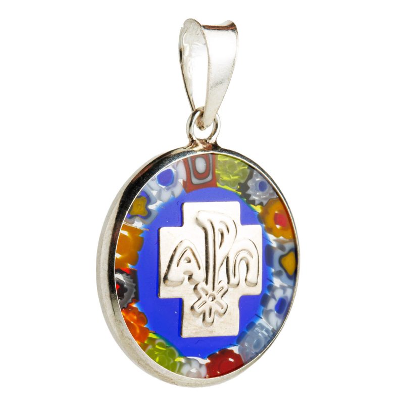 Medaglia con la Croce della Pace in Argento 925 e Vetro di Murano