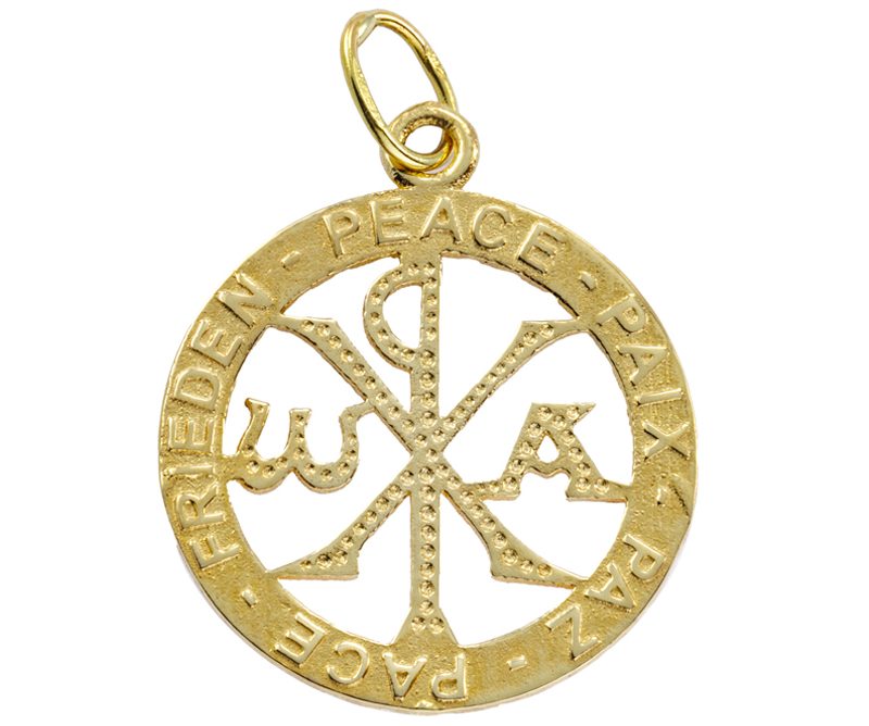Medaglia con la Croce della Pace in Oro Giallo 18 kt