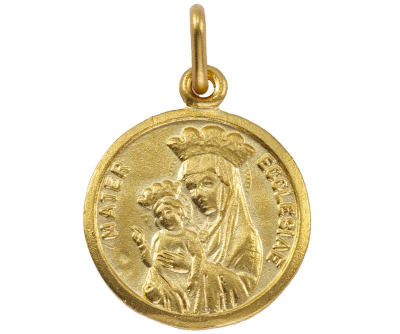 Medaglia Doppia con la Croce della Pace e Mater Ecclesiae in Oro Giallo 18 kt