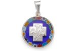 Medaglia con la Croce della Pace in Argento 925 e Vetro di Murano