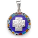 Medaglia con la Croce della Pace in Argento 925 e Vetro di Murano
