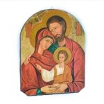 Quadro raffigurante la Sacra Famiglia in legno sagomato