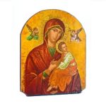 Quadro raffigurante la Madonna del Perpetuo Soccorso in legno sagomato