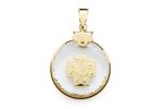 Medaglia con Croce della Pace in Oro Giallo 18 kt e cristallo