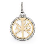 Medaglia della Pace in oro 18kt bianco e giallo e diamanti
