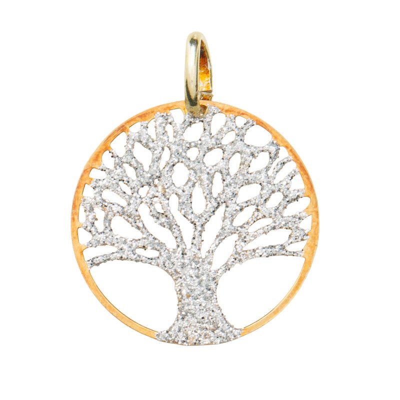 Medaglia Albero della vita in Argento 925 bicolore e glitter