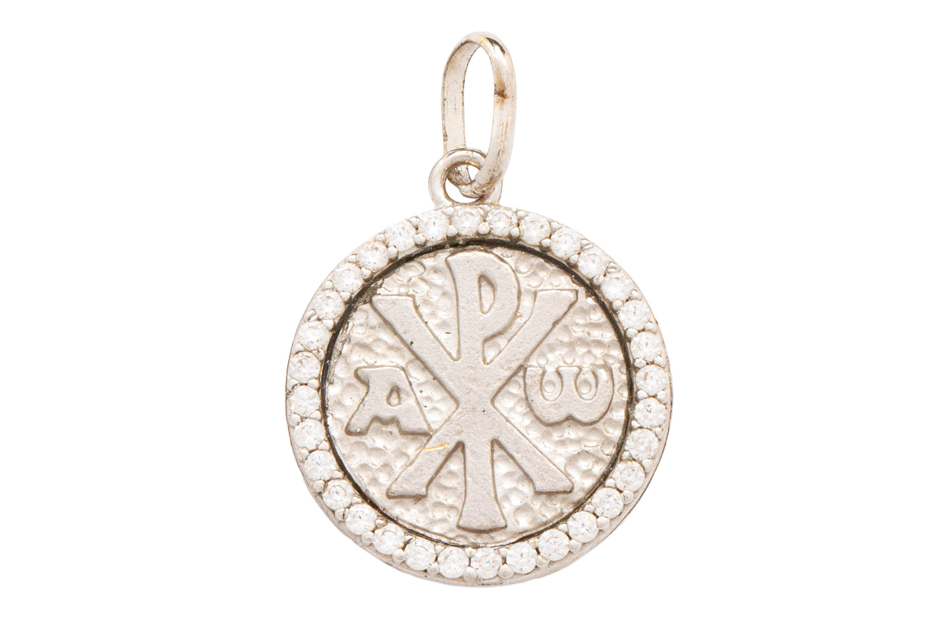 _MG_1007 Medaglia della Pace con immagine Mater Ecclesiae in oro 18kt bianco e cristalli