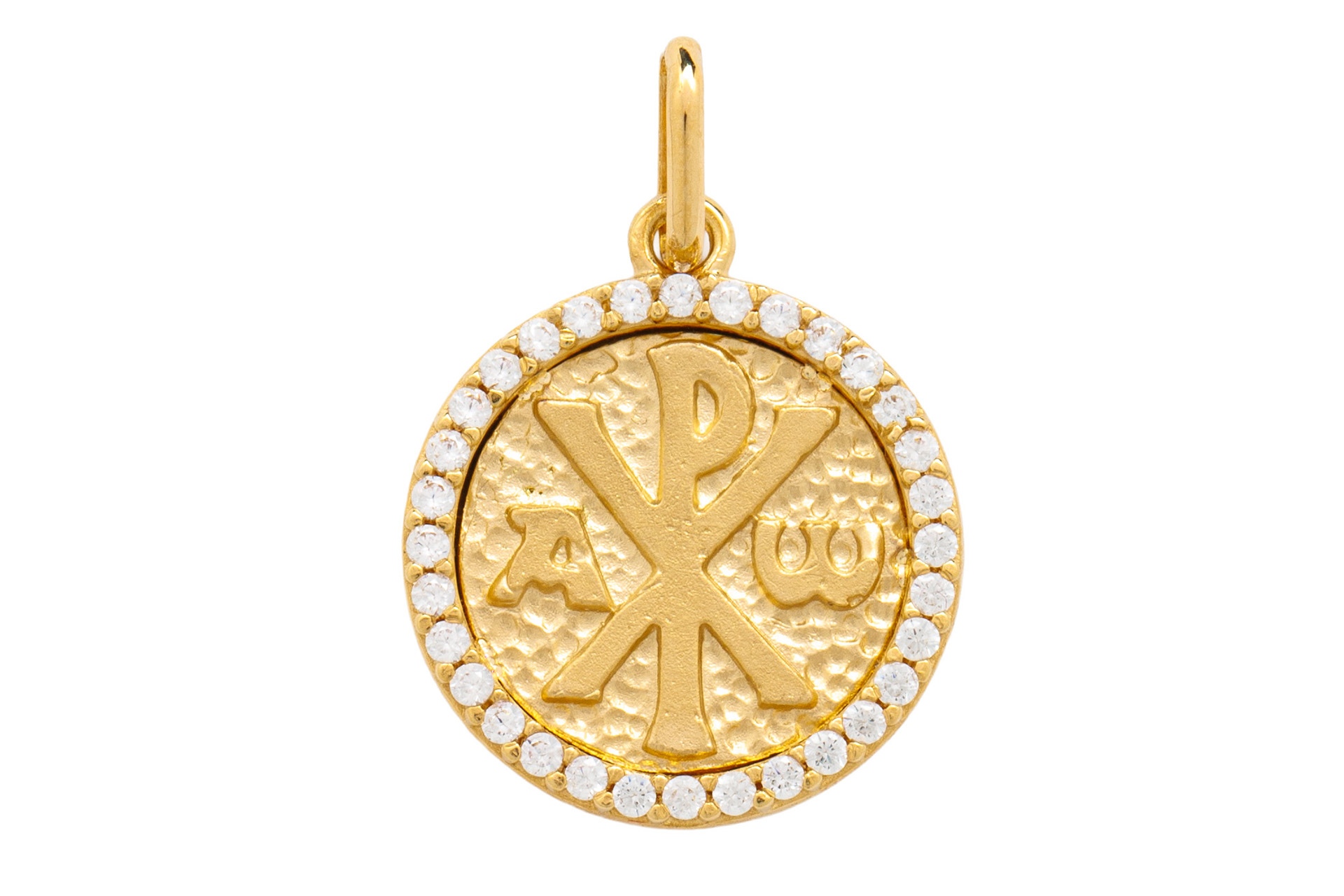 _MG_1010 Medaglia della Pace con immagine Mater Ecclesiae in oro 18kt giallo e cristalli