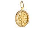 Medaglia della Pace con immagine Mater Ecclesiae in oro 18kt giallo e cristalli