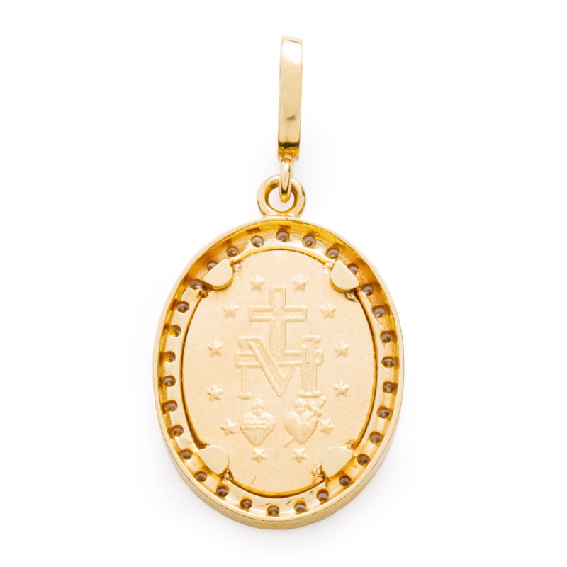 Medaglia Miracolosa in Oro 18 kt e Cristalli