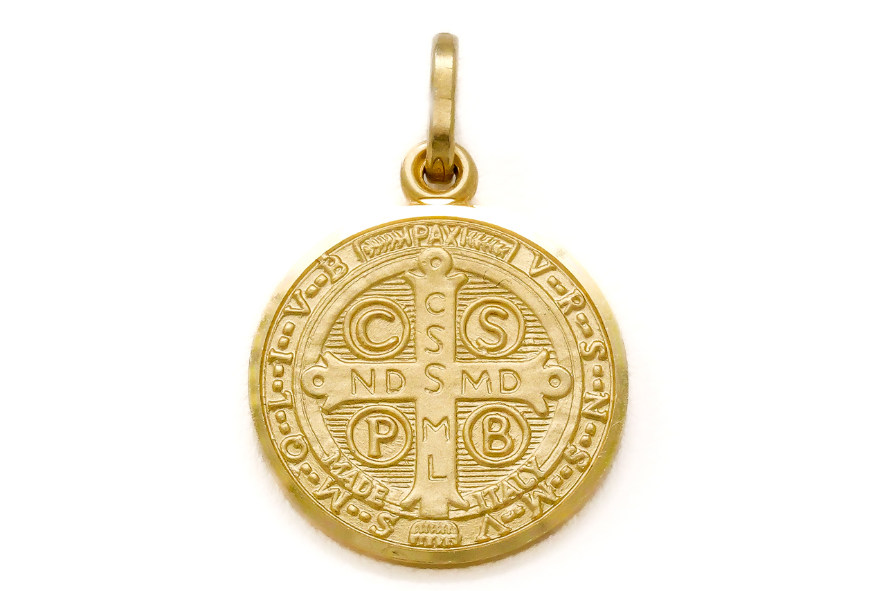 P1126607 Medaglia San Benedetto in Argento 925 dorato - immagine 1