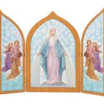 Quadro Trittico Madonna Miracolosa in Simil legno