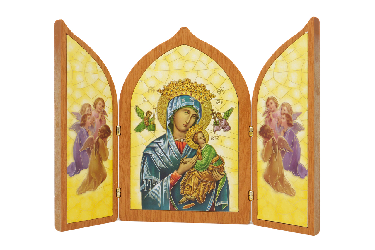 P1126798 Quadro Trittico Madonna del Perpetuo Soccorso in simil legno - immagine 1