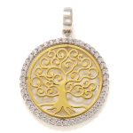 Medaglia Albero della vita in Oro 18 kt bianco e giallo con cristalli