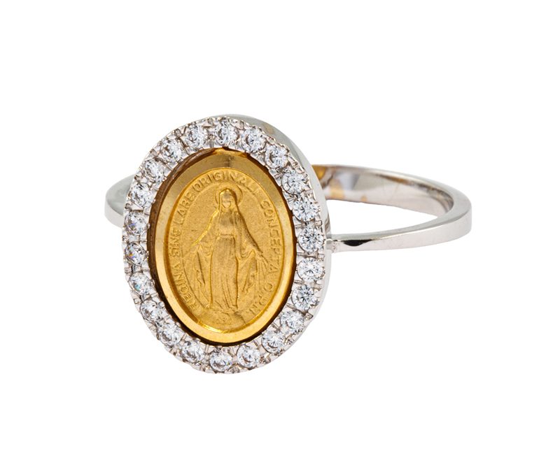 Anello Rosario con la Medaglia Miracolosa bicolore