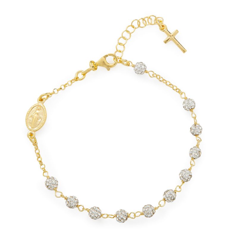 Bracciale decina con zirconi e medaglia Miracolosa