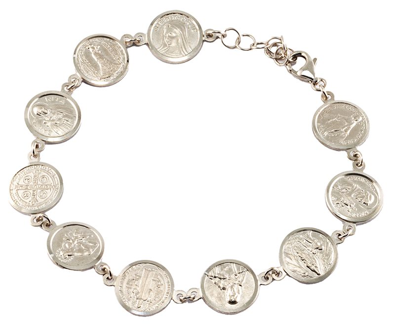 Bracciale con le medaglie dei Santi argento