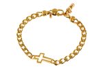 Bracciale con croce e catena groumette spessa argento dorato