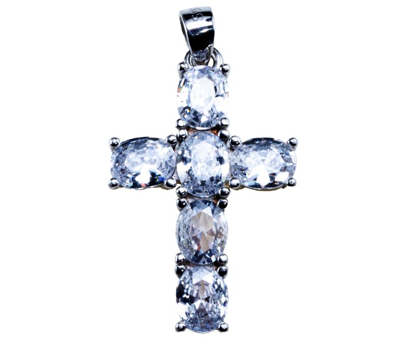 croce argento con zirconi