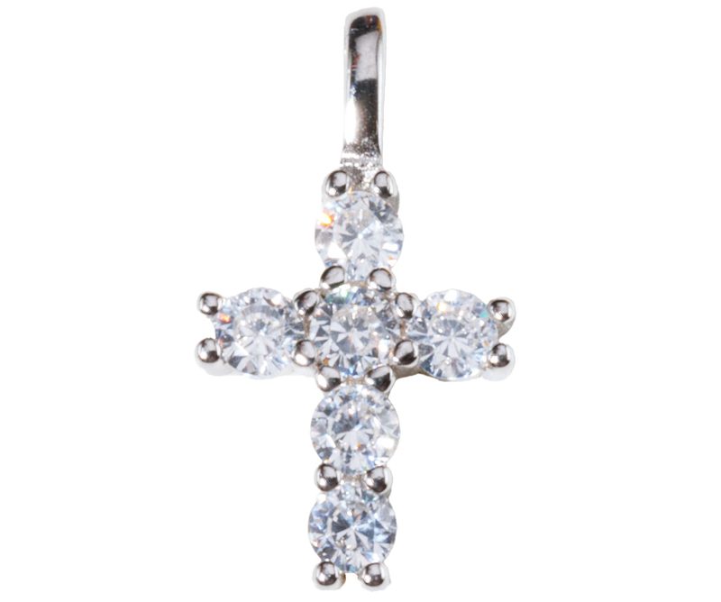 croce argento con zirconi
