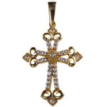 Croce Bizantina in oro giallo 18kt e zirconi bianchi