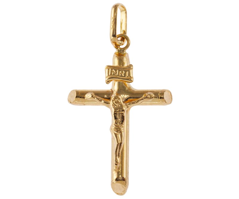 Crocifisso tronchetto in oro 18kt giallo