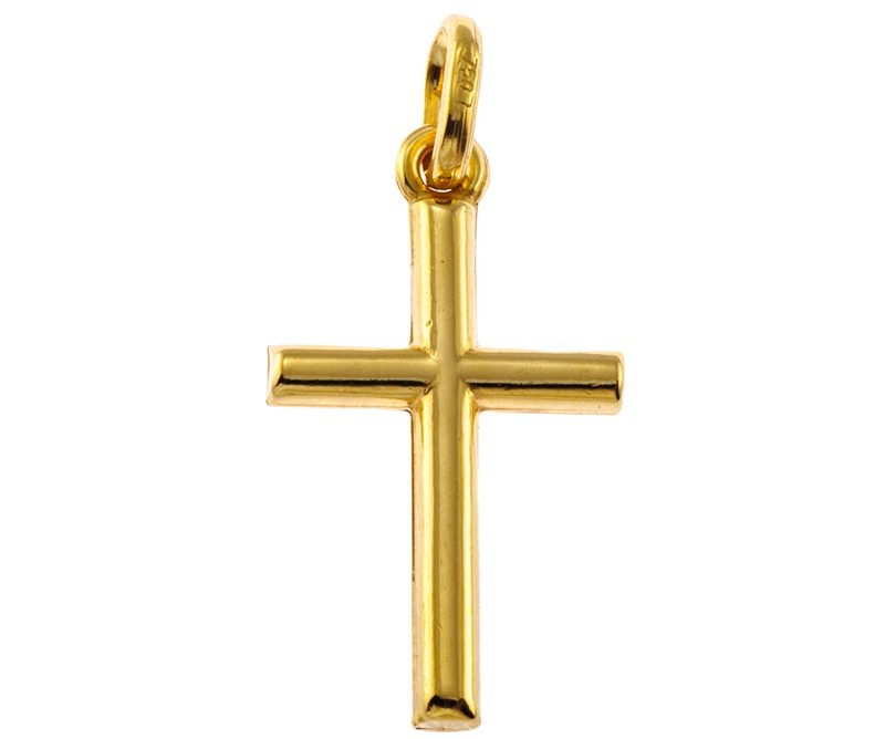 Croce senza corpo double face in oro 18kt giallo