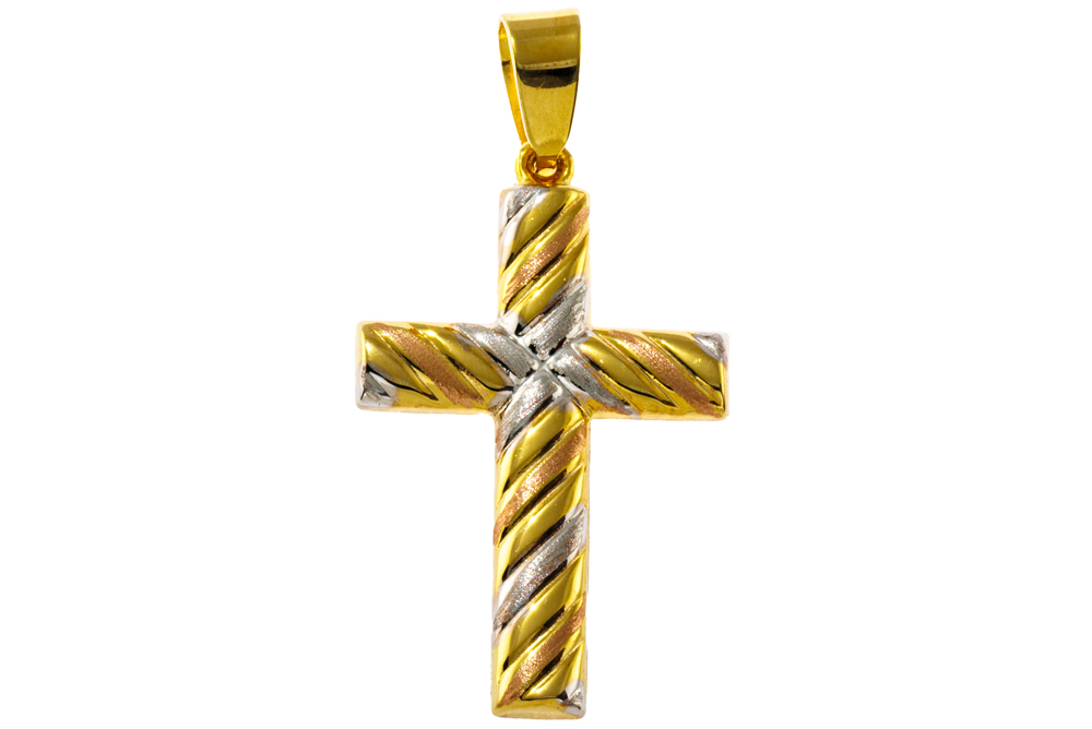 _MG_2103 Croce Trinity in oro 18kt giallo, bianco e rosa
