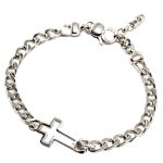 Bracciale con croce e catena groumette spessa