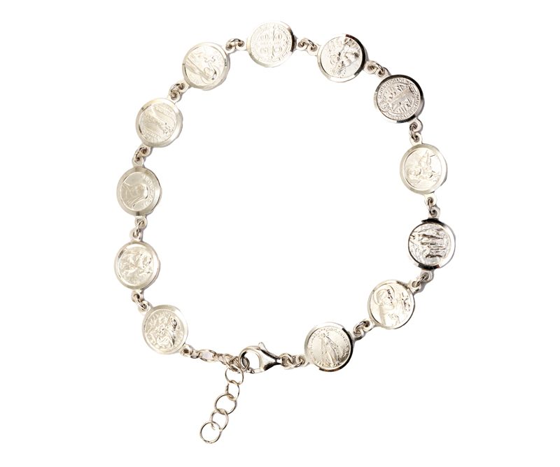 Bracciale con le medaglie dei Santi argento