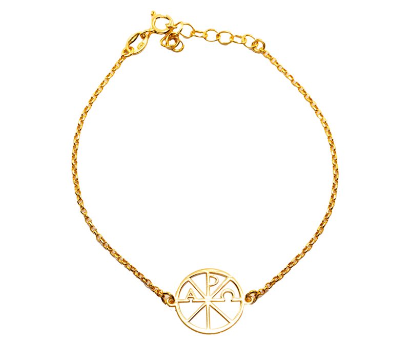 bracciale con medaglia della pace in argento dorato