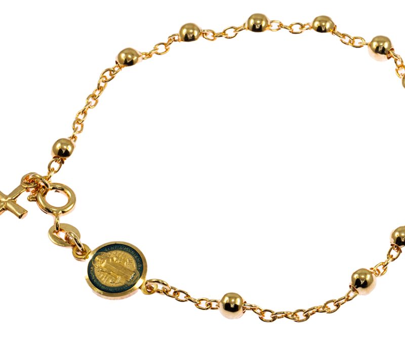 Bracciale Decina con Medaglia di San Benedetto in Argento dorato