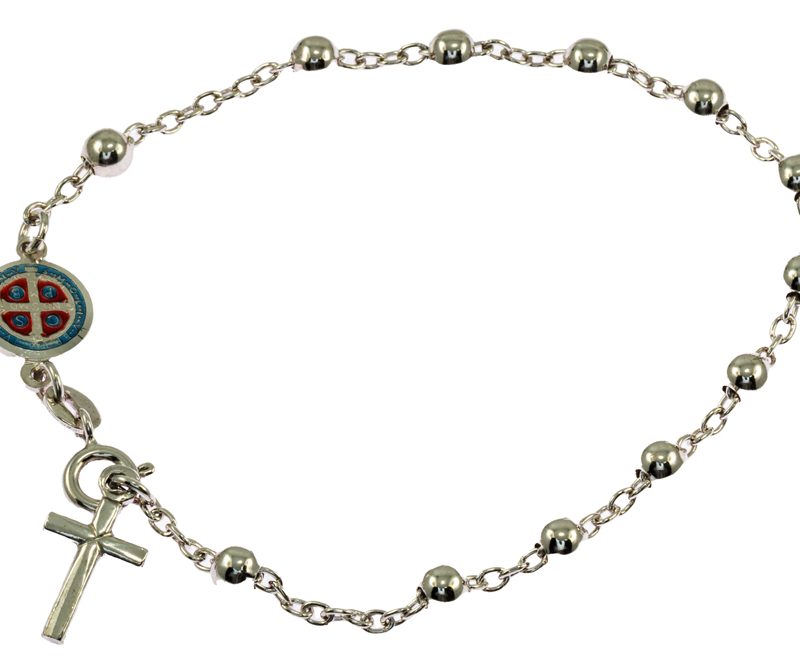 Bracciale Decina con Medaglia di San Benedetto in Argento