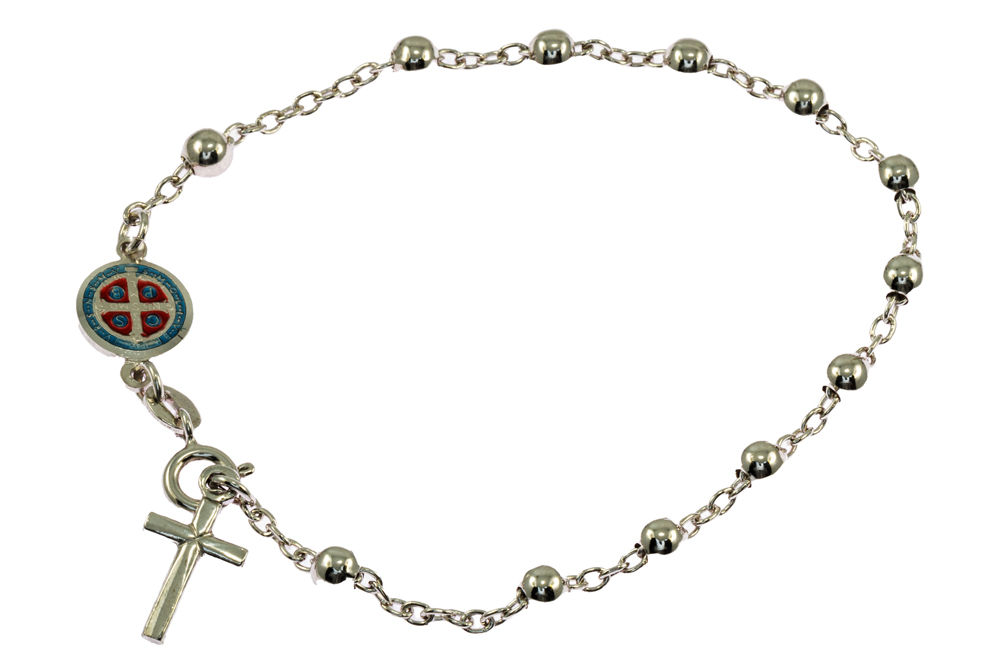 _MG_3814 Bracciale Decina con Medaglia di San Benedetto in Argento