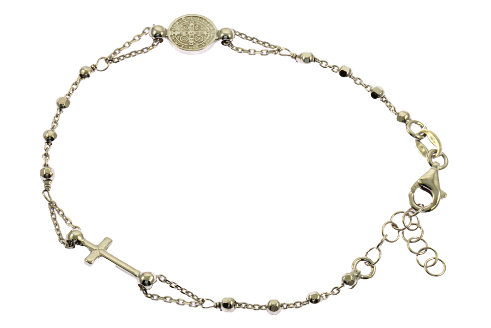 _MG_3824 Bracciale con la medaglia di San Benedetto e croce laterale argento