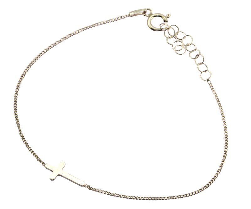 Bracciale con Croce Laterale in Argento 925