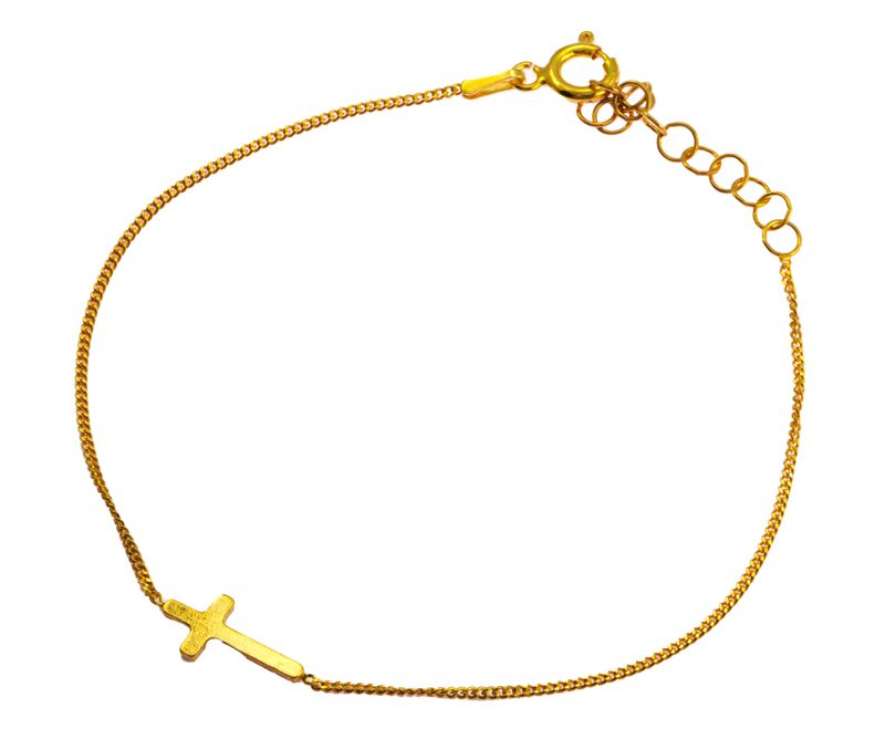 Bracciale con Croce Laterale in Argento 925 dorat