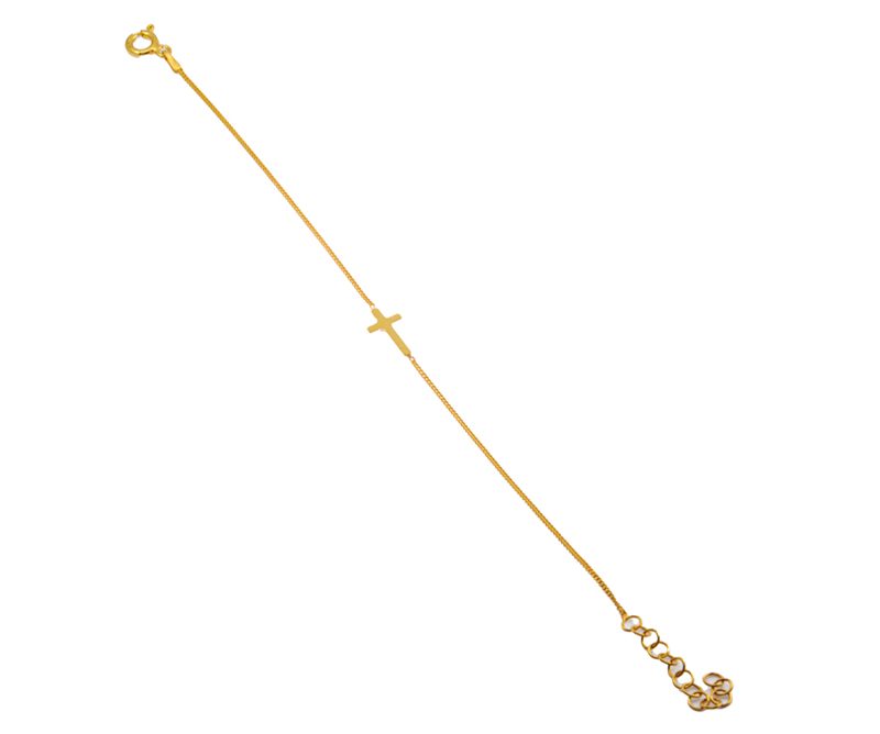 Bracciale con Croce Laterale in Argento 925 dorat