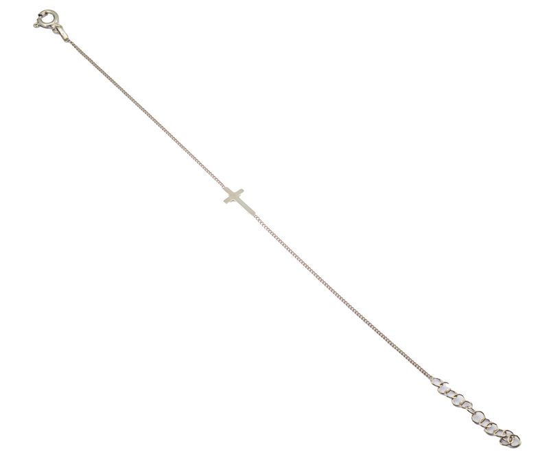 Bracciale con Croce Laterale in Argento 925