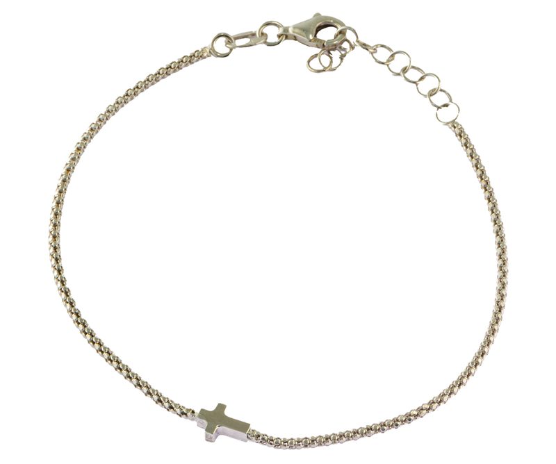 Bracciale con Croce Laterale in Argento