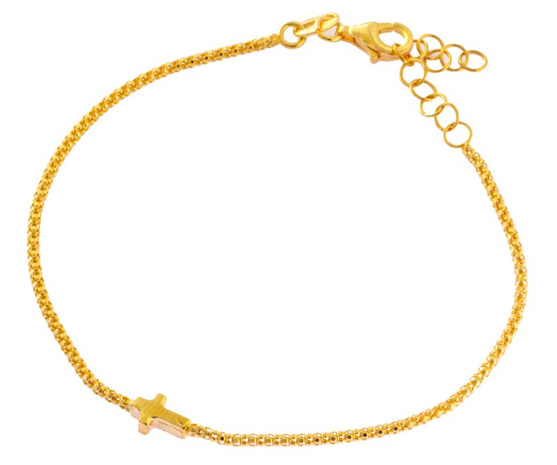 Bracciale con Croce Laterale in Argento dorato