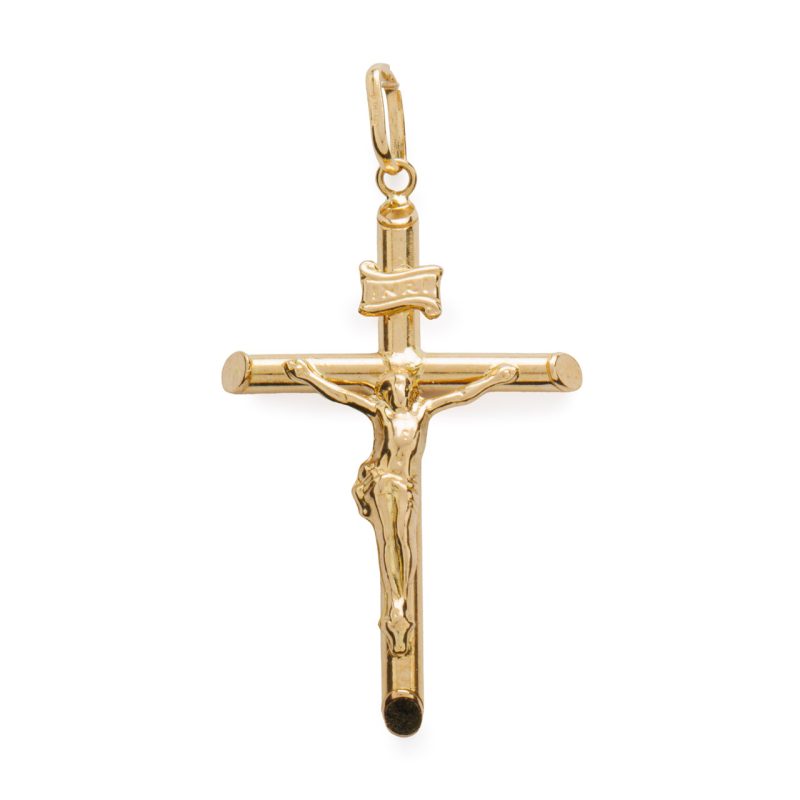 Crocifisso tronchetto in oro 18kt giallo