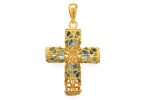 Croce di filigrana in argento 925 dorato e smalto cattedrale