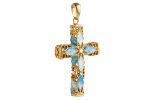 Croce di filigrana in argento 925 dorato e smalto cattedrale