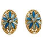 Orecchini ovali di filigrana in argento 925 dorato e smalto cattedrale
