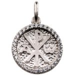 Medaglia con la Croce della Pace e Mater Ecclesiae in argento 925 e cristalli